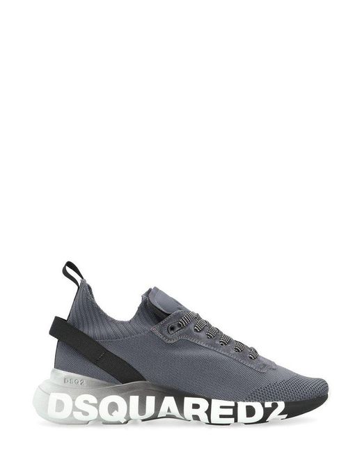 DSquared² Gray Logo Printed Almond Toe Sneakers for men