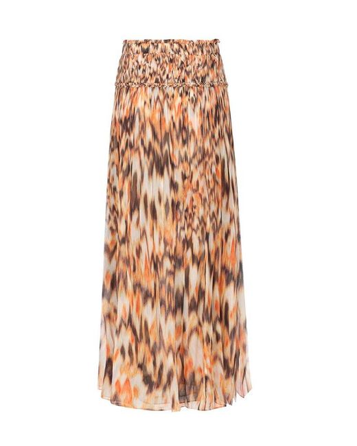 Isabel Marant Orange Rolande Abstract Patterned Maxi Skirt