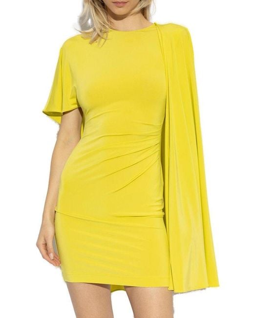 Stella McCartney Yellow Asymmetric Cape Mini Dress