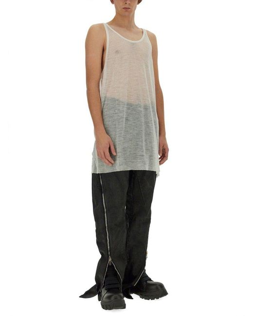 Rick Owens White Knitted Tank Top for men