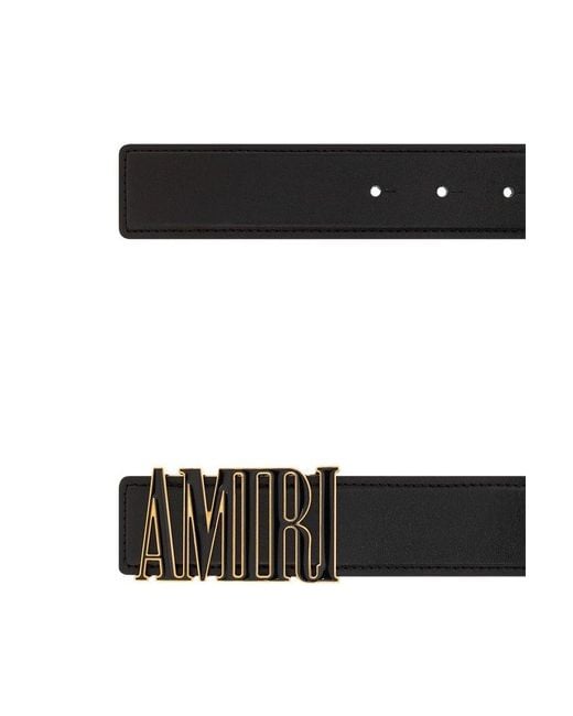 Amiri Black Leather Belt With Logo for men