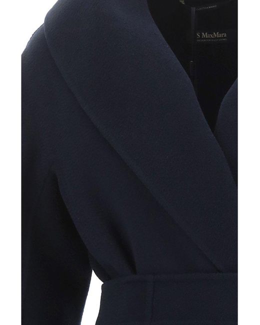 Max Mara Blue Belted Mid-length Coat