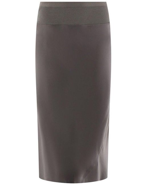 Rick Owens Gray Raw-Cut Edge A-Line Bias Skirt