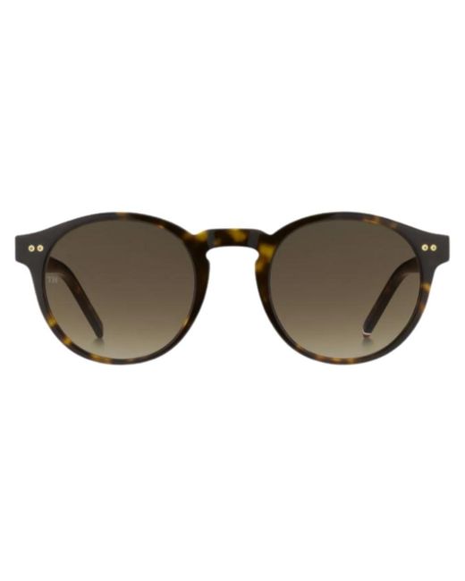 Tommy Hilfiger Round Frame Sunglasses in Black for Men | Lyst