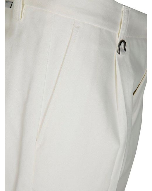 Paolo Pecora White Front-pleat Tapered Trousers for men