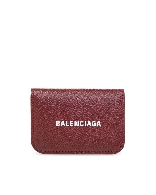 Balenciaga Leather Wallet With Logo in Red Lyst UK