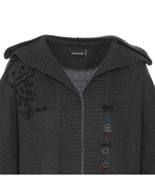 Zadig & Voltaire Black Inna Hooded Knitted Cardigan