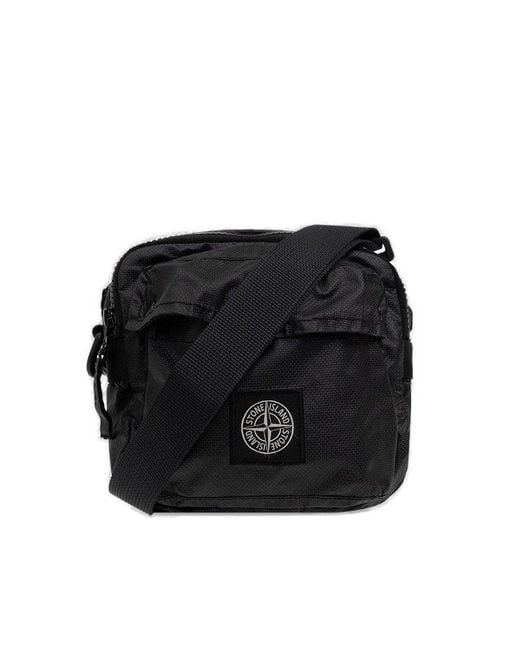 Stone Island Black Logo-patch Zipped Messenger Bag for men