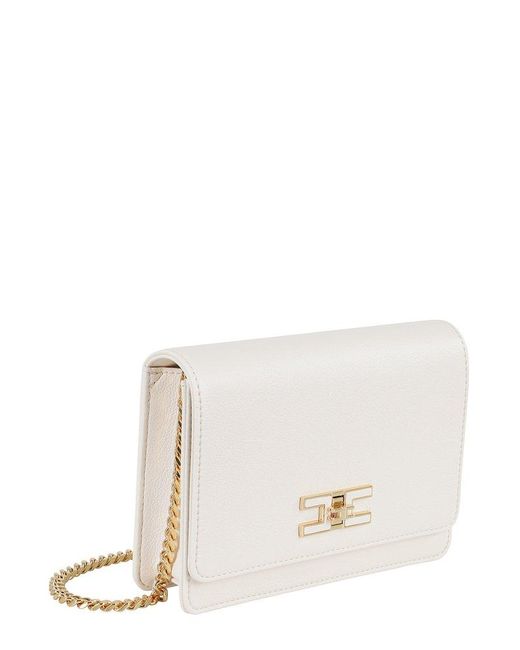 Elisabetta Franchi White Groumette Chain Small Shoulder Bag