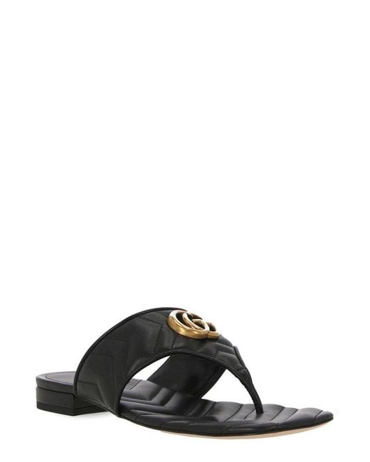 Gucci Black Double G Thong Sandals