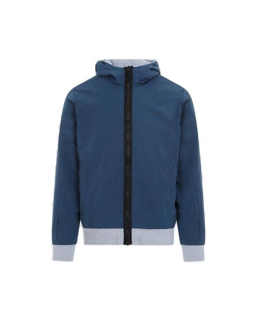 Stone Island Blue Zipped Reversible Hooded Jacket for men