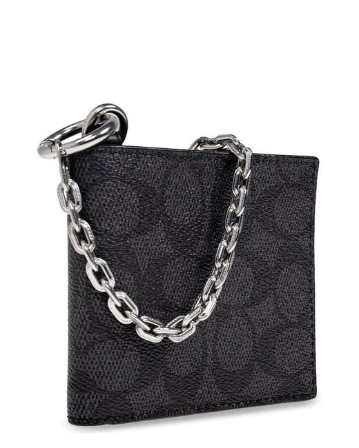 COACH Black Chain Detailed Billfold Wallet for men