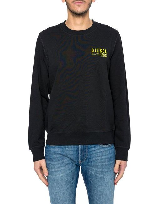 DIESEL Black Logo-printed Crewneck Sweatshirt for men