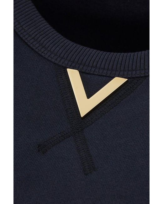 Valentino Blue Logo Plaque Crewneck Sweatshirt