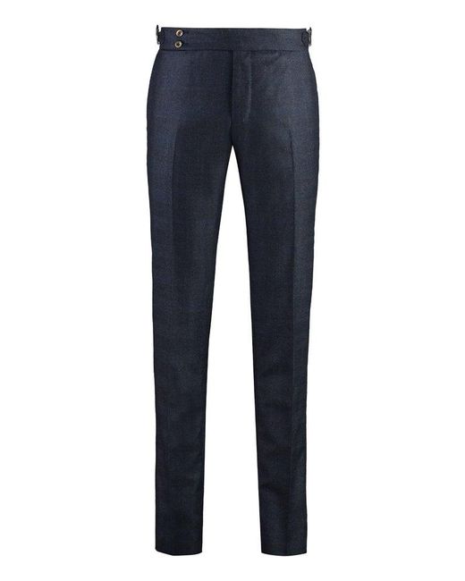 PT01 Blue Virgin Wool Dress Trousers for men