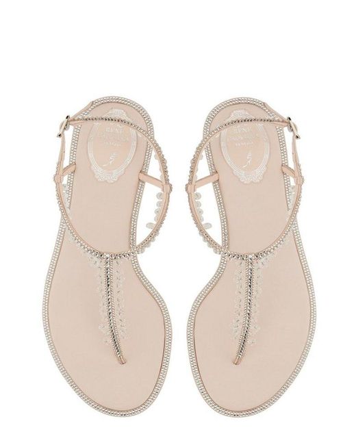 Rene Caovilla Pink René Caovilla Diana Embellished Open Toe Sandals