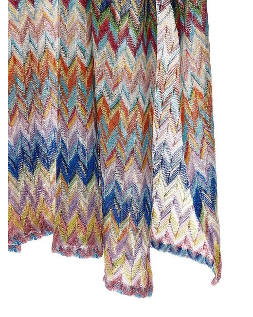 Missoni Multicolor Zig-zag Pattern V-neck Maxi Dress