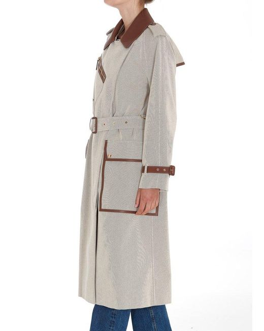 Burberry Dockray Trench Coat With Leather Finishes in Natural | Lyst