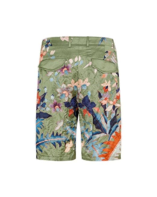 Etro Green Floral Print Shorts for men