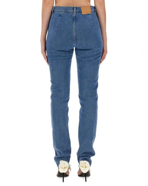 Magda Butrym Blue Logo Patch Skinny Jeans