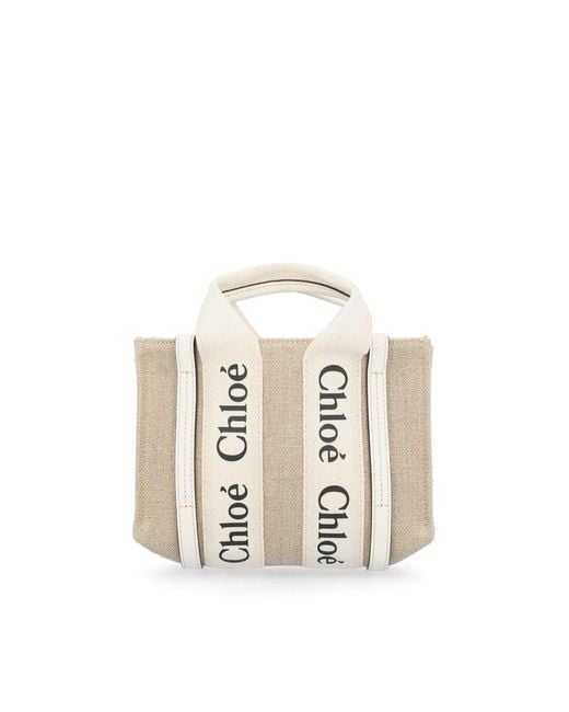 Chloé White Mini Woody Tote Bag