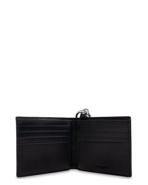 COACH Black Chain Detailed Billfold Wallet for men