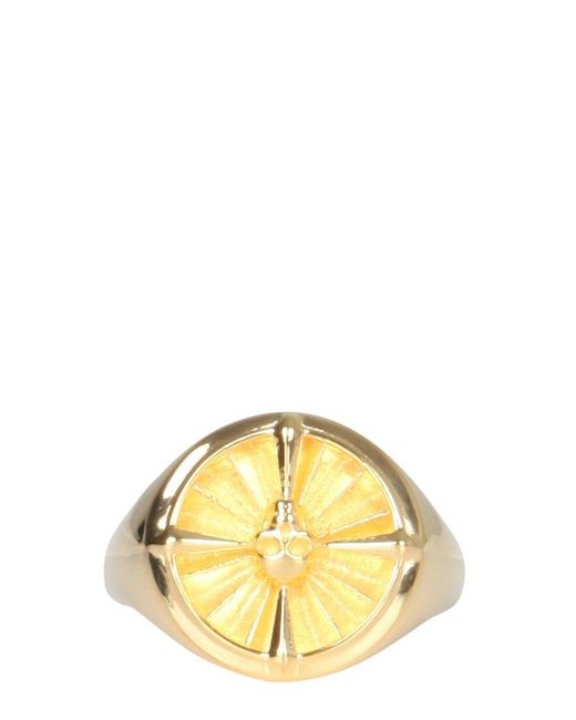Northskull Natural Atticus Skull Compass Pinky Ring