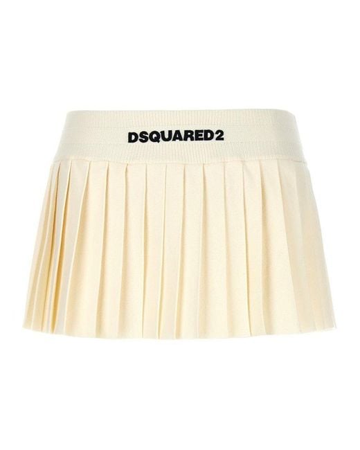 DSquared² Natural Mini Pleated Skirt