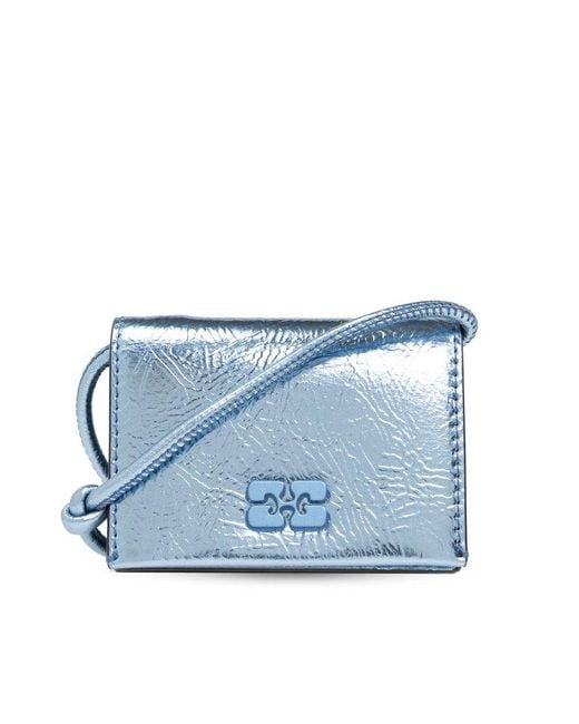 Ganni Blue Wallet On A Strap