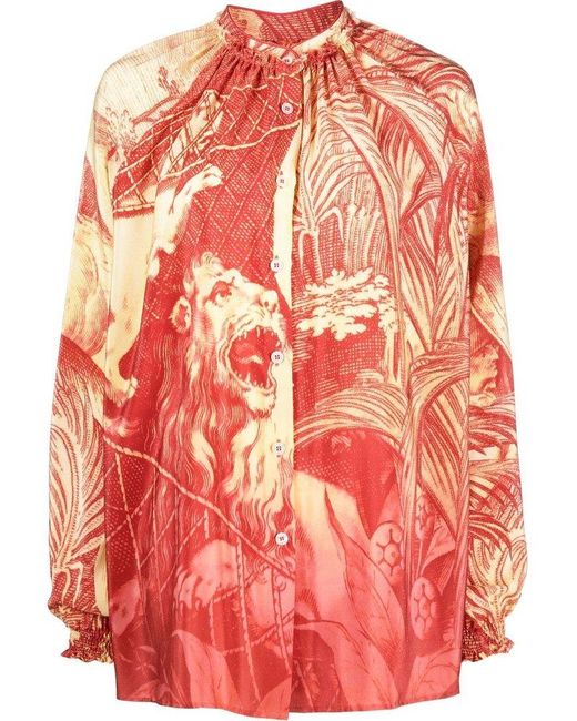 F.R.S For Restless Sleepers Pink Patterned Shirt