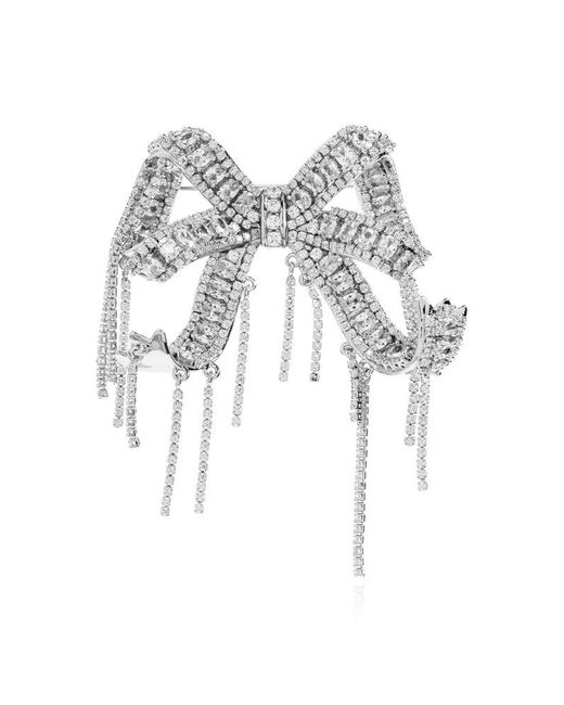 Self-Portrait Metallic Brooch With Shimmering Crystals