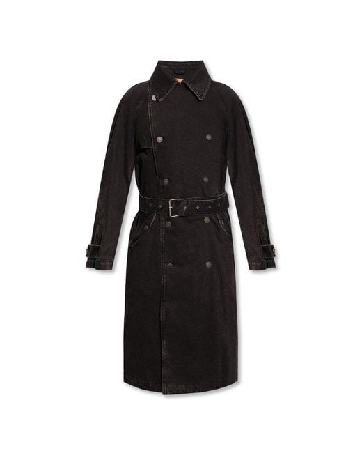 DIESEL Black Denim Trench Coat for men