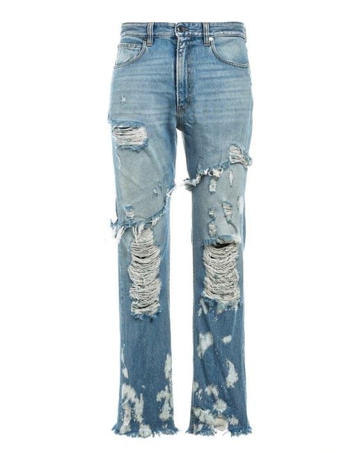 Just Cavalli Blue Distressed Straight Fit Jeans for men
