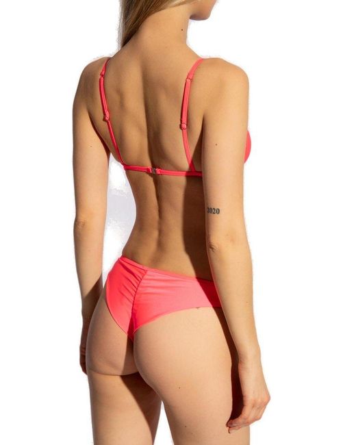 DIESEL Red Bfb-marisol Logo Plaque Bikini Top