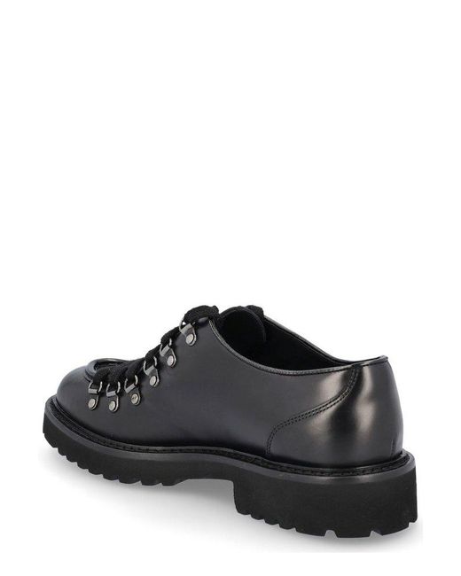 Doucal's Black Round-Toe Lace-Up Shoes for men