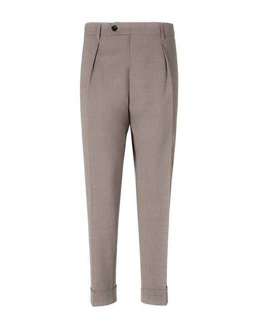 Berwich Gray Chiaia Cuffed Dress Pants for men