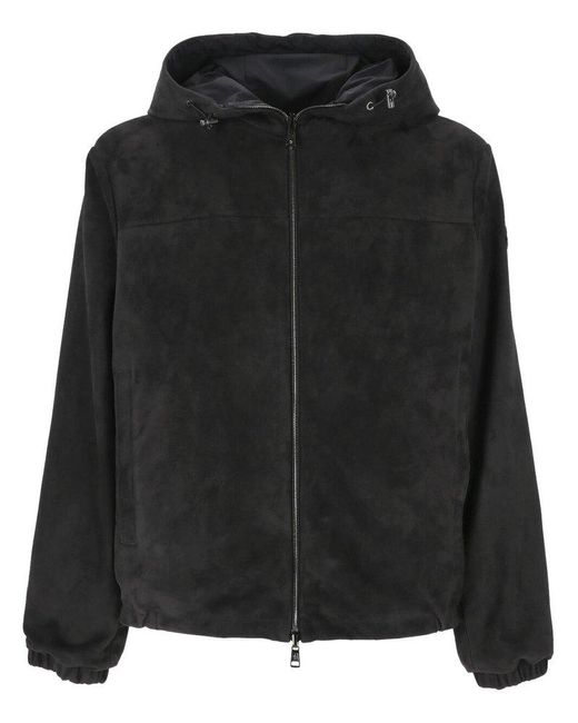 Moncler Black Zip-up Hooded Jacket for men