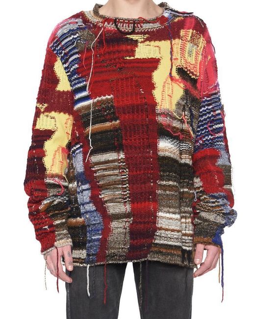 Off-White c/o Virgil Abloh Red Business Casual Patchwork Jumper