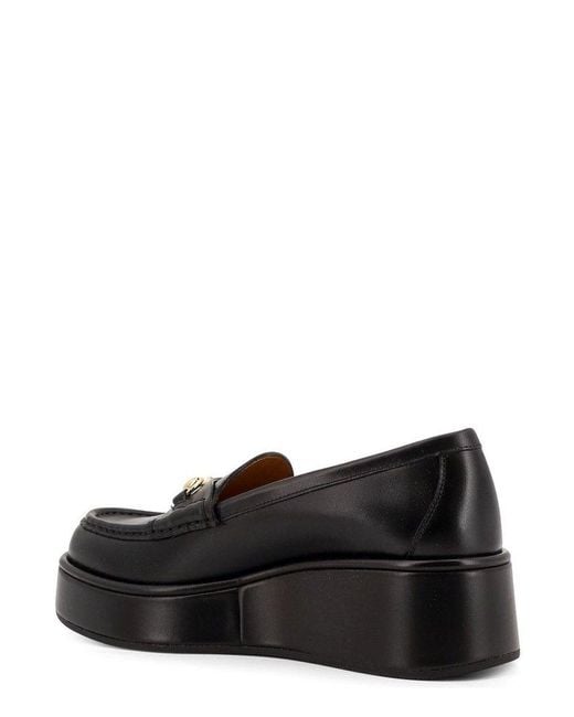 Gucci Black Horsebit Wedge Loafer, Leather