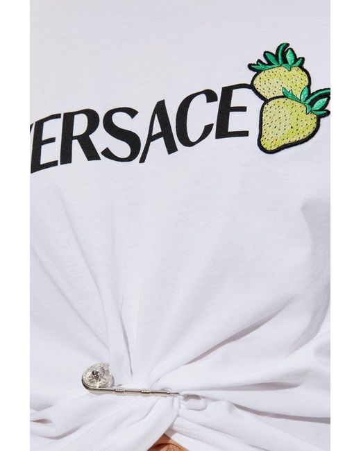 Versace Gray T-Shirt With Appliqué And Draping