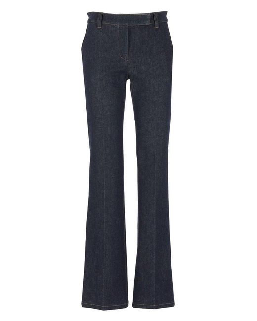 Brunello Cucinelli Blue High-waisted Flared Trousers