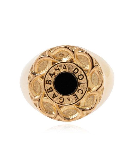 Dolce & Gabbana Metallic Signet Ring With Logo for men