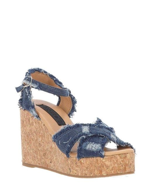 Colors Of California Blue Wedge Sandals