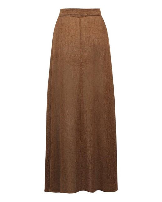 LeKasha Brown High Waist Belted Skirt