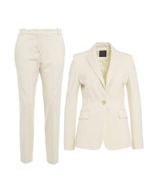 Pinko White Single-breasted Two-piece Tailored Suit