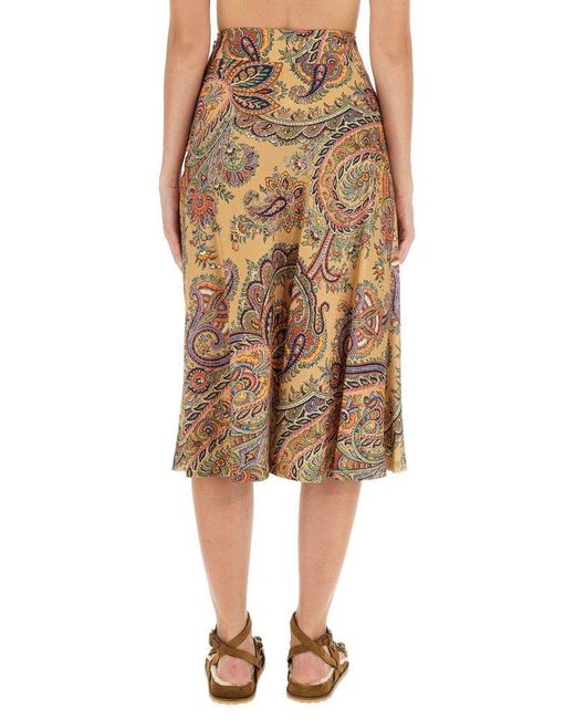 Etro Natural Paisley Print Skirt