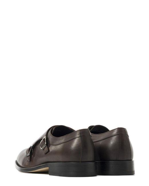 Boss Brown Double-Strap Monk Shoes for men
