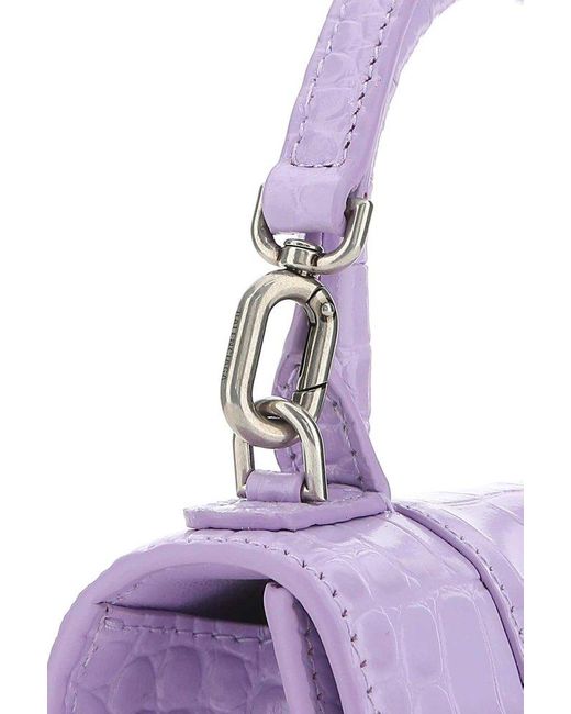 Balenciaga Purple Hourglass Xs Logo Plaque Tote Bag