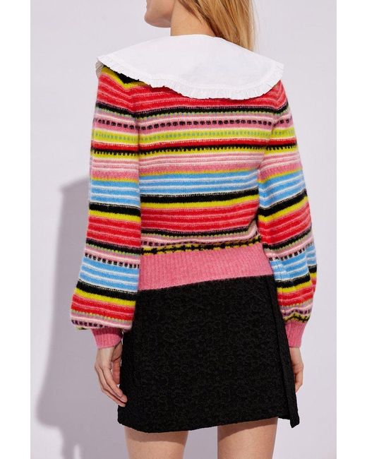 Ganni Red Striped Sweater,