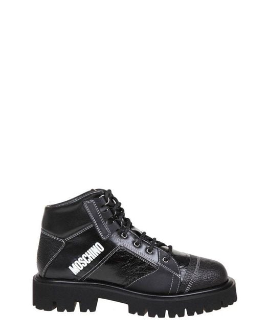 Moschino Black Brick Lace-up Ankle Boots for men